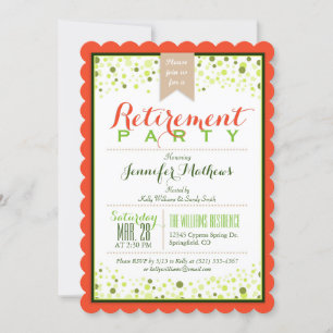 Invitación Elegante Neon Green, Naranja Fiesta de Jubilación
