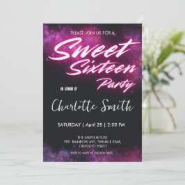 Invitación Elegante neón rosa Retro Sweet 16º cumpleaños niñi