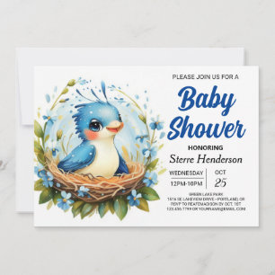 Invitación Elegante Nest Woodland Bird Boy Baby Shower