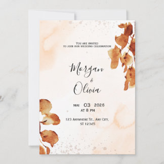 Invitación elegante neutral de acuarela