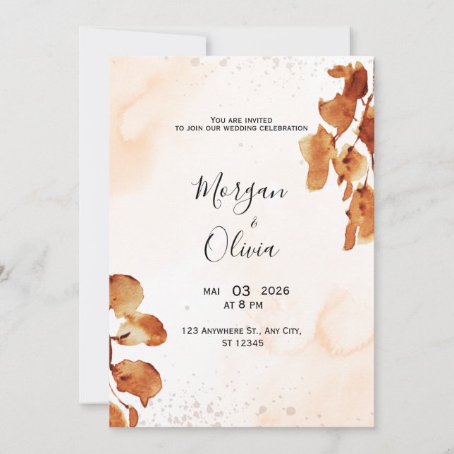 Invitación elegante neutral de acuarela (Anverso)