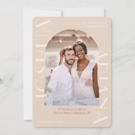 Invitación Elegante Neutral Dos Foto Boda QR Rsvp