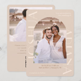 Invitación Elegante Neutral Dos Foto Boda QR Rsvp