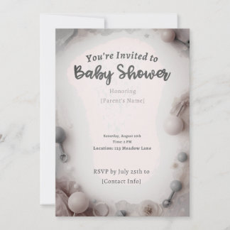 Invitación elegante neutral para baby shower