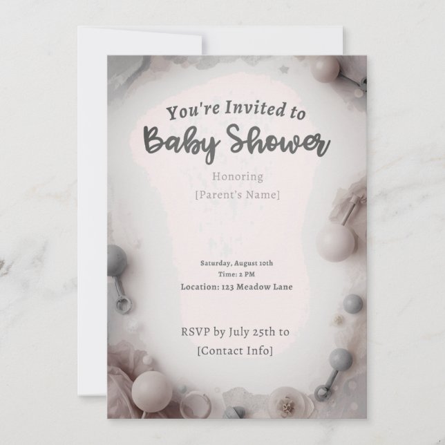 Invitación elegante neutral para baby shower (Anverso)