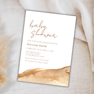 Invitación Elegante Neutral Terracota Resumen Baby Shower