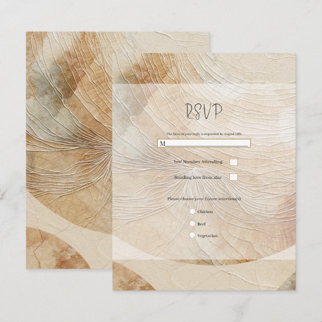 Invitación Elegante Neutro Elemento Natural Bohemio Boho RSVP (Anverso / Reverso)