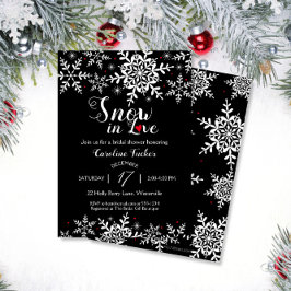 Invitación Elegante nieve en amor invierno ducha de novia neg
