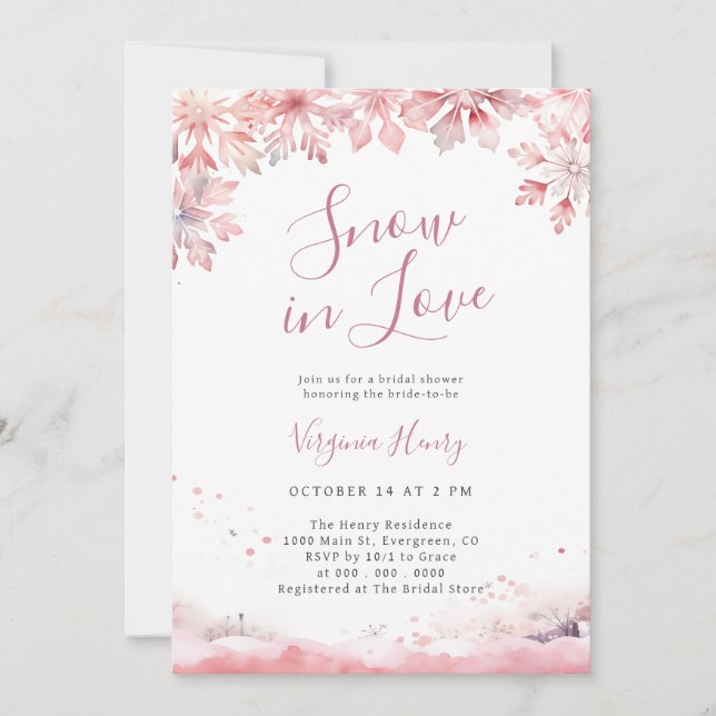Invitación Elegante Nieve Enamorada (Anverso)