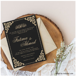 Invitación Elegante Nikah Boda musulmán islámico negro