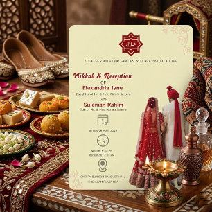 Invitación Elegante Nikkah y Recepción Boda Islámica