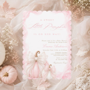 Invitación Elegante niña de lazo de bebé Otoño Calabaza Baby
