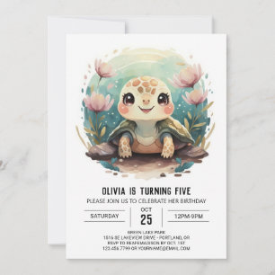 Invitación Elegante niño Chica de tortuga