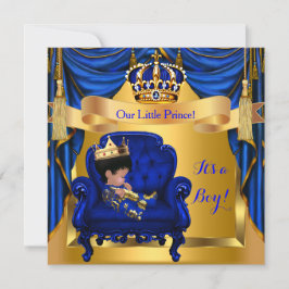 Invitación Elegante niño de Baby Shower Prince Royal Blue Gol