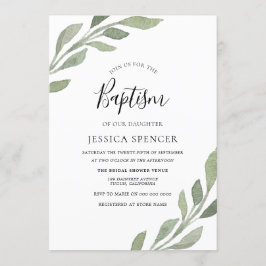Invitación Elegante niño de hoja de verdor o bautismo Chica i