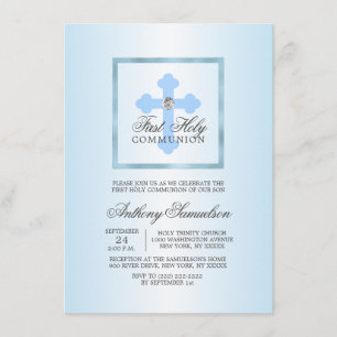 Invitación Elegante niño de la Cruz Azul