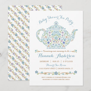 Invitación Elegante niño Fiesta Baby Shower ・ Tetera