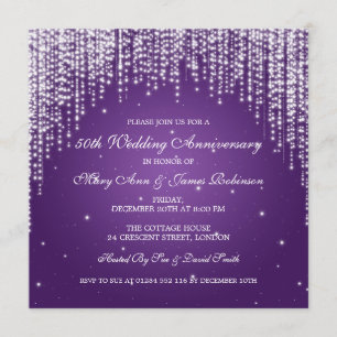 Invitación Elegante noche de aniversario de bodas Dazzle Púrp
