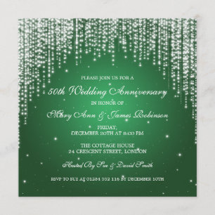 Invitación Elegante noche de aniversario de bodas Dazzle Verd