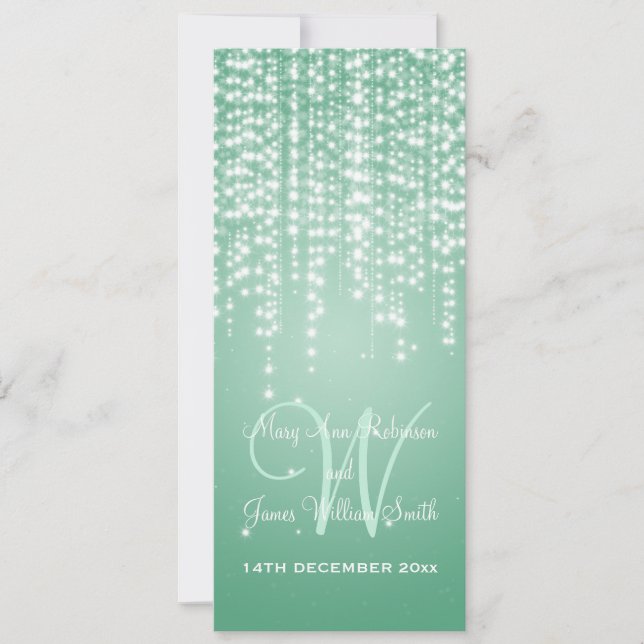 Invitación Elegante Noche de Boda Deslumbrante Mint Verde (Anverso)