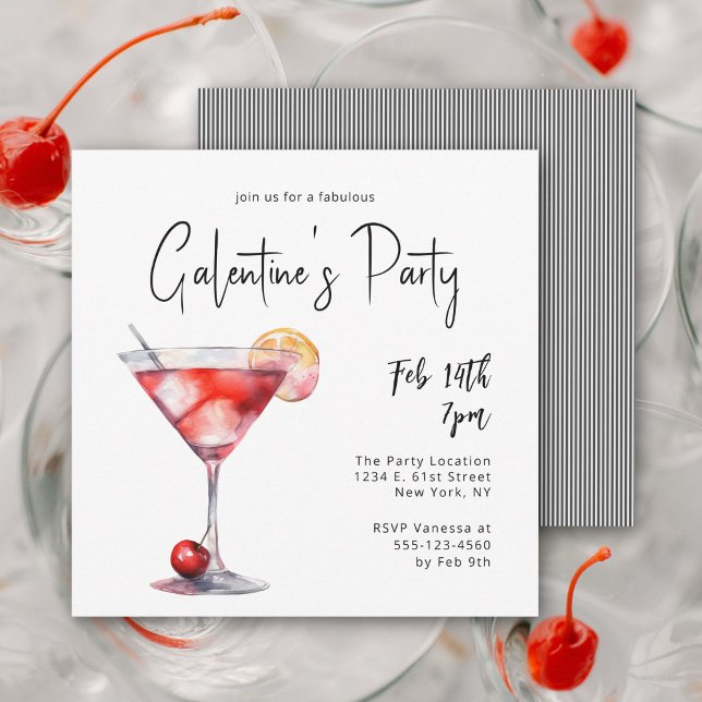 Invitación Elegante noche de damas al Fiesta de Galentine (Subido por el creador)