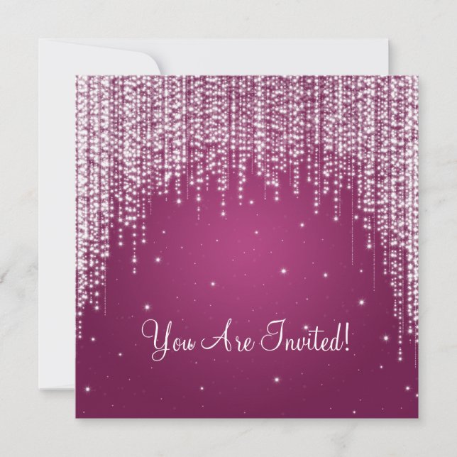Invitación Elegante Noche de ducha de novia Dazzle Berry Pink (Anverso)
