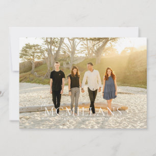 Invitación Elegante nombre familiar Navidades florales feriad