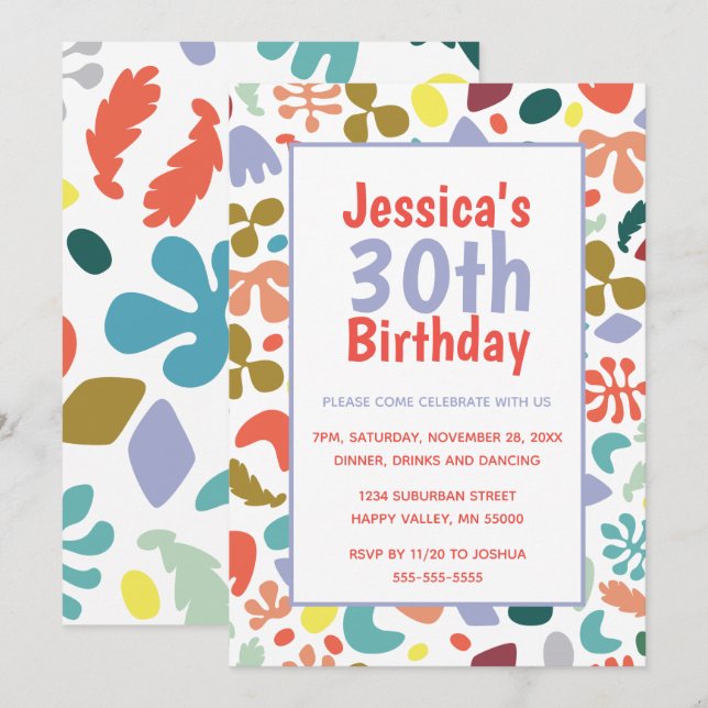 Invitación Elegante nombre y detalles personalizados de cumpl (Anverso / Reverso)