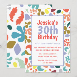 Invitación Elegante nombre y detalles personalizados de cumpl
