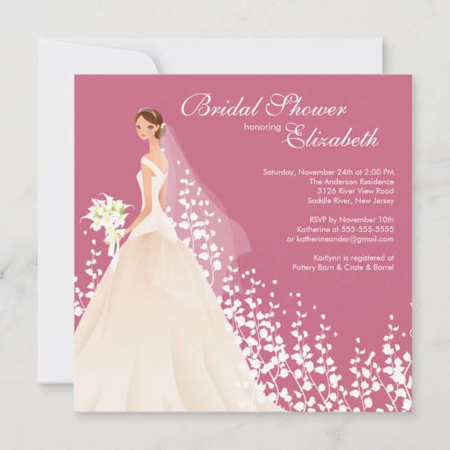 Invitación Elegante Novia Bridal Shower Honeysuckle (Anverso)