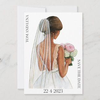Invitación Elegante novia de boda guardar la fecha