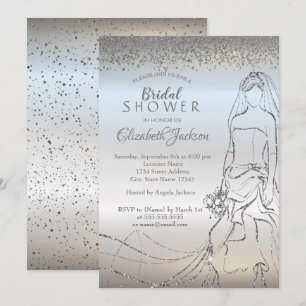 Invitación Elegante Novia de Plata, Regalo de Ducha de Boda c