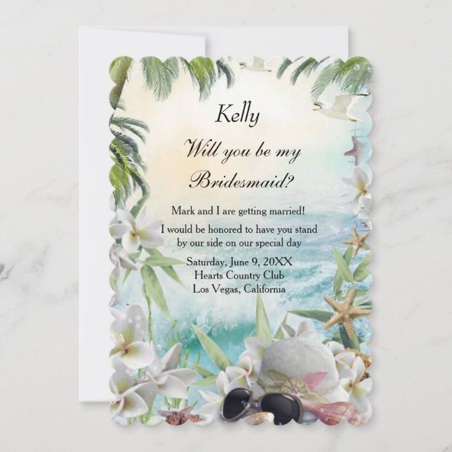 Invitación Elegante novia floral tropical de la boda de la no (Anverso)