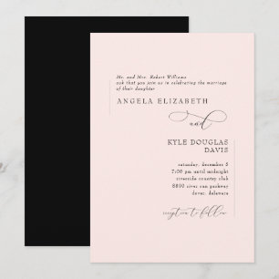 Invitación Elegante Novia Rosa y Negro Padres Boda 
