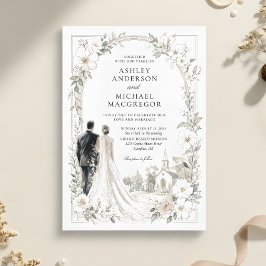 Invitación Elegante Novia Tradicional Novio Boda