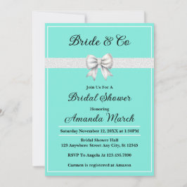 Invitación Elegante novia y corpulenta Purpurina blanca