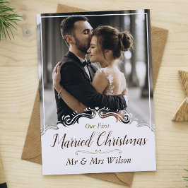Invitación Elegante Nuestra Primera Navidad de Casados con Un