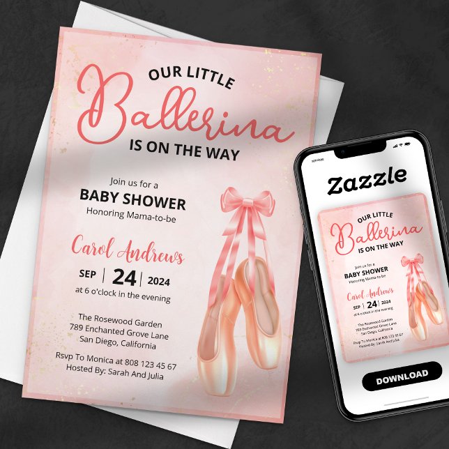 Invitación Elegante nuestro pequeño Ballerina Baby Shower (Subido por el creador)