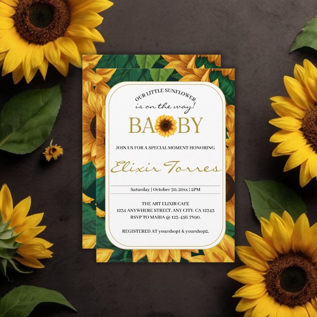 Invitación Elegante "Nuestro Pequeño Girasol" Baby Shower mod (Subido por el creador)