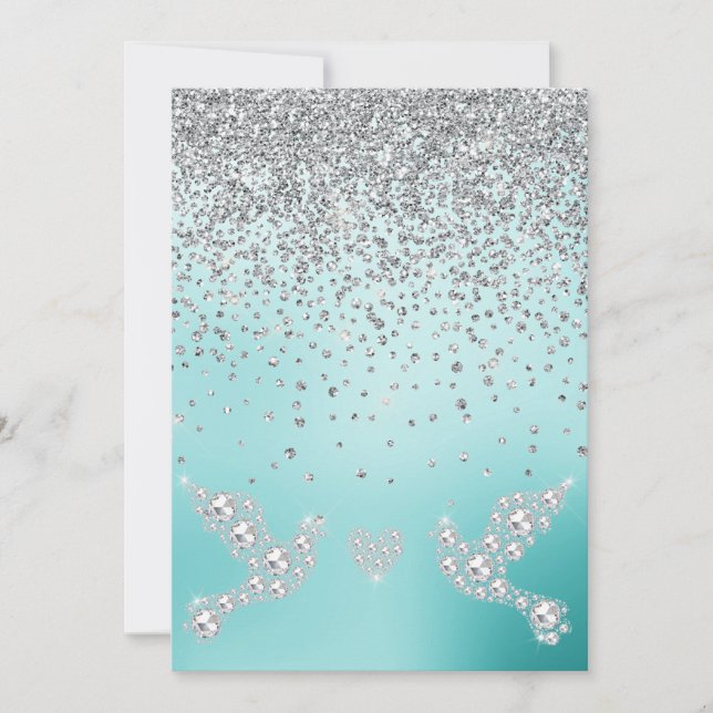 Invitación ELEGANTE Nueva menta de boda de diamantes de crist (Anverso)