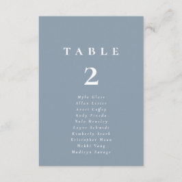 Invitación Elegante número de tabla Boda azul turbio