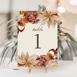 Invitación Elegante número de tabla Boda de acuarela de otoño
