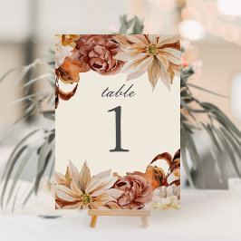 Invitación Elegante número de tabla Boda de acuarela de otoño
