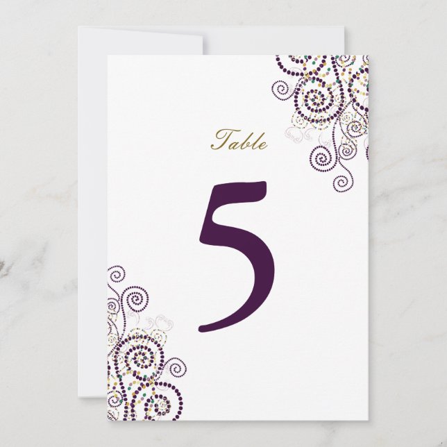 Invitación Elegante número de tabla de espirales púrpura de B (Anverso)