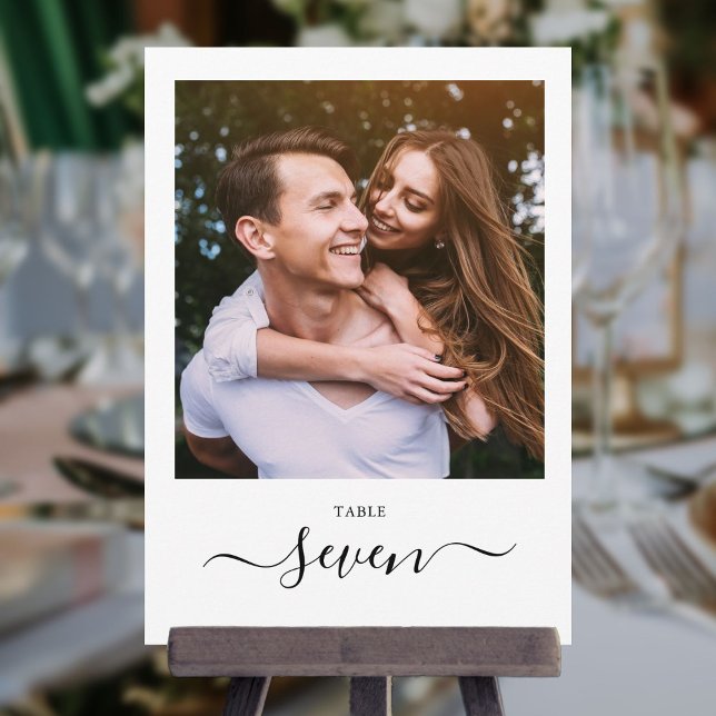 Invitación Elegante número de tabla de fotos de escritura neg (Subido por el creador)