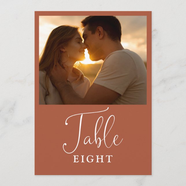 Invitación Elegante número de tabla de fotos de terracota (Anverso)