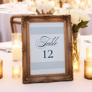 Invitación Elegante número de tabla de franja azul costera co