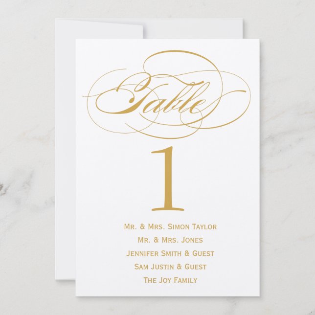 Invitación Elegante número de tabla de guiones con invitados  (Anverso)