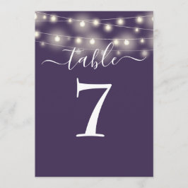 Invitación Elegante número de tabla de luces de cadena púrpur
