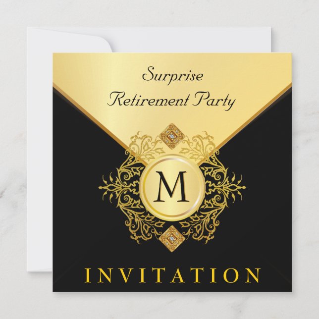 Invitación Elegante ocasión especial del Monograma Negro de O (Anverso)